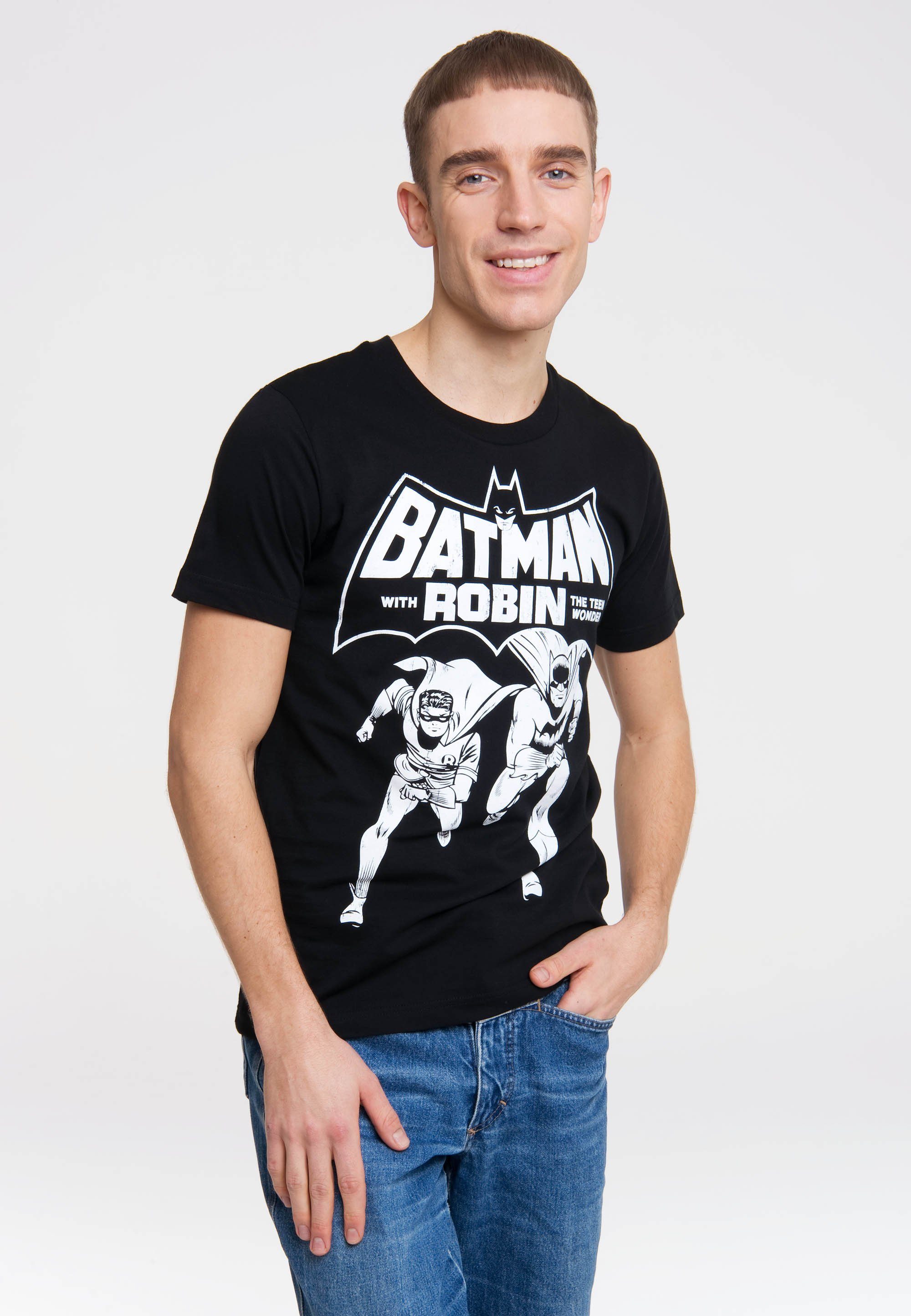 and AND mit T-Shirt TEEN coolem Robin THE WONDER T-Shirt - Superhelden- Print, Batman Fit-Schnitt LOGOSHIRT Easy BATMAN ROBIN Angesagtes in