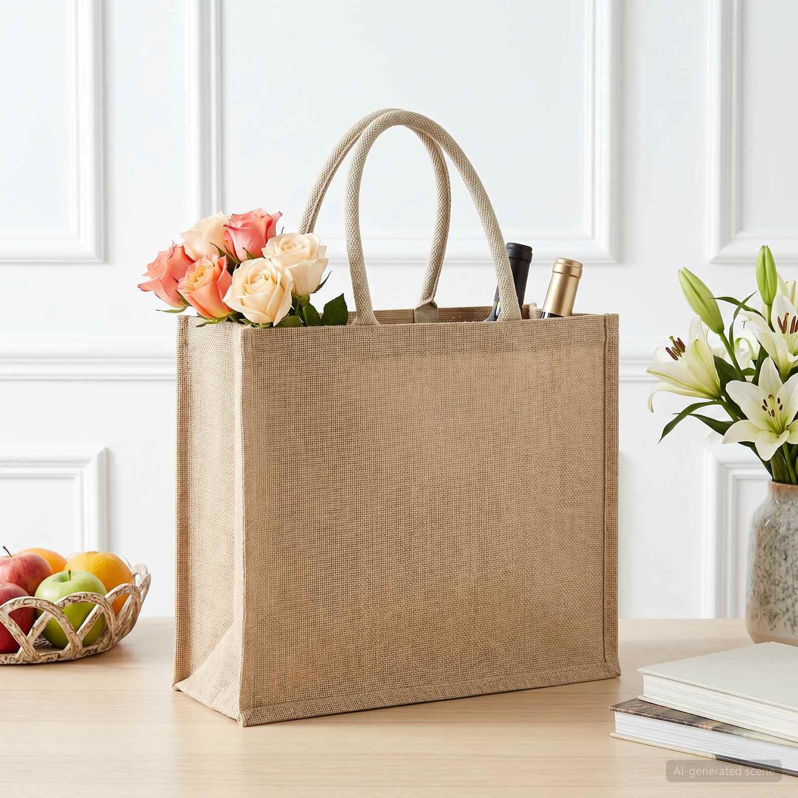 vidaXL Einkaufstrolley Jute-Handtaschen 10 Natur 42 x 33 x 19 cm 100% Tossa-Jute