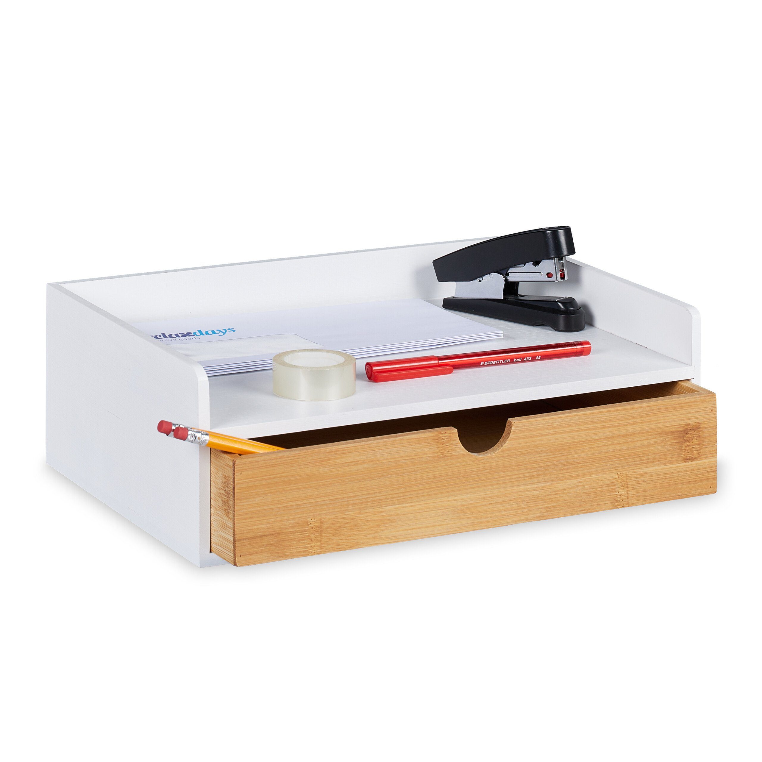 relaxdays Organizer Schreibtisch-Organizer mit Schublade (1 St)