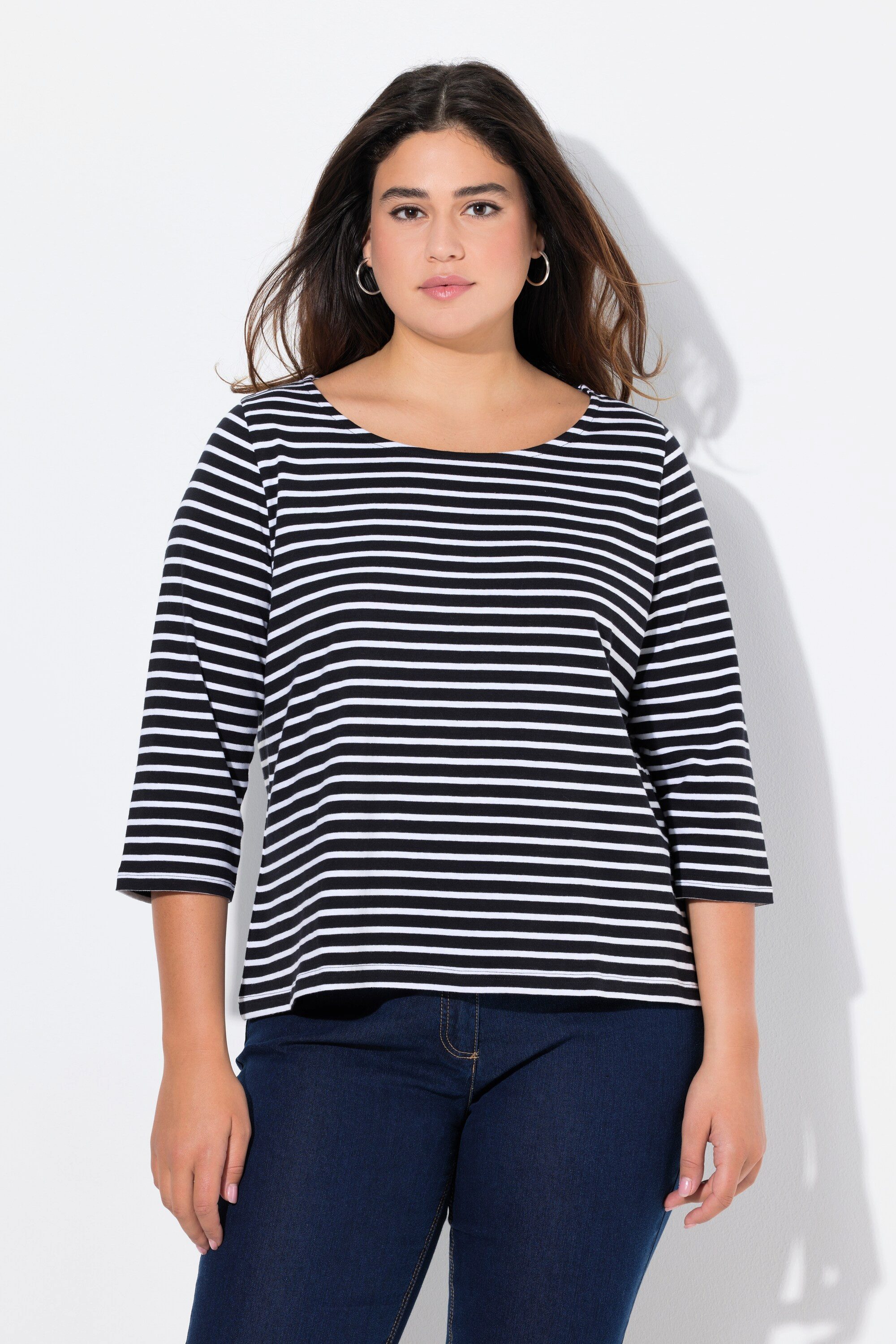 Ulla Popken T-Shirt Ringelshirt Classic Rundhals günstig online kaufen