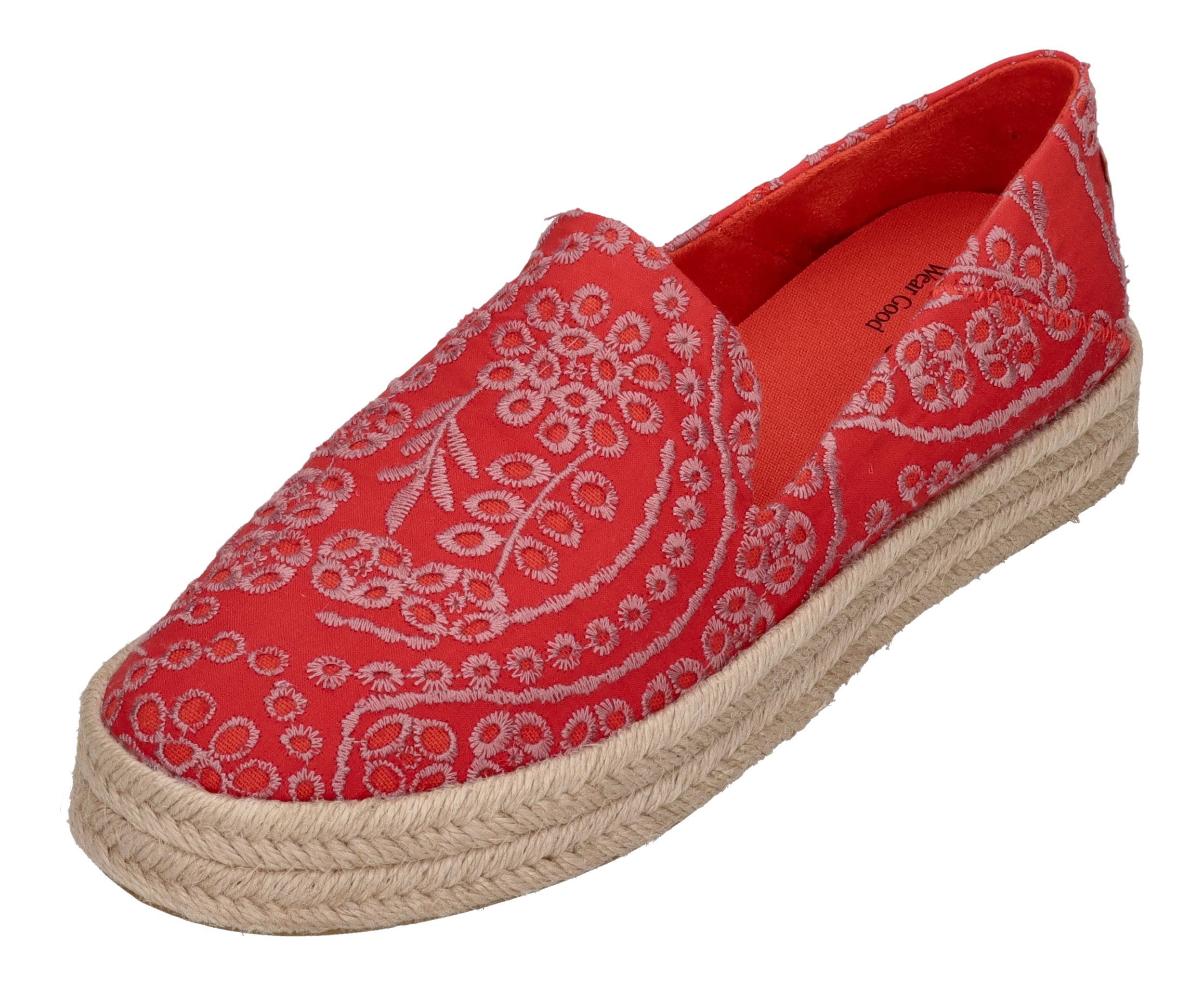 TOMS CAROLINA Espadrille Flame Botanical Eyelet
