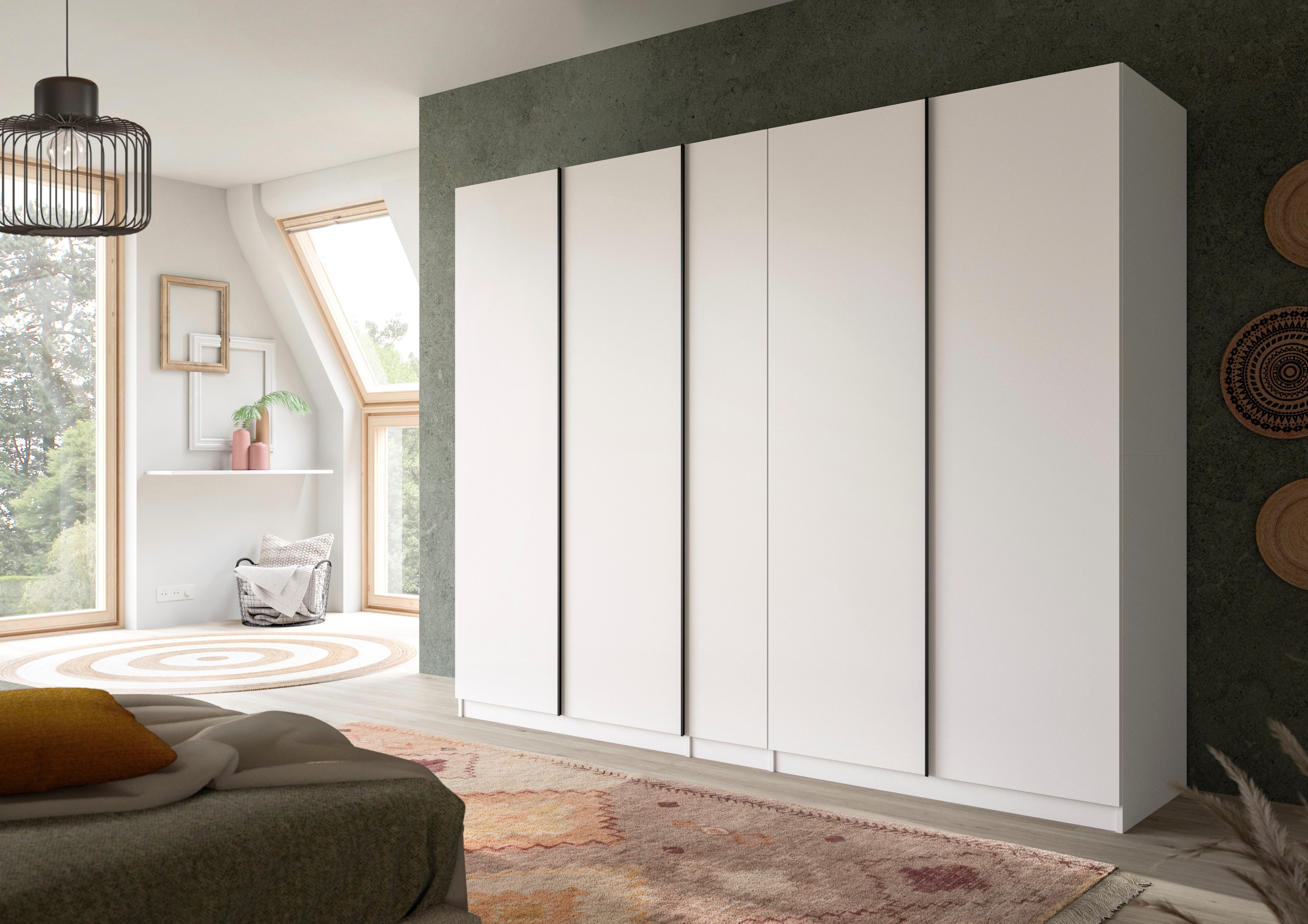 Home affaire Kleiderschrank BENDINGO, Schlafzimmerschrank, Schrank, Garderobenschrank (OTTO BESTSELLER, Garderobe & Schlafzimmer) Breite 230cm, weiß, 5-türig, 2 Kleiderstangen und 6 Ablageböden