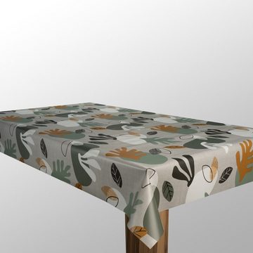 laro Tischdecke Wachstuch-Tischdecken Blätter Braun Silber Abstrakt rechteckig