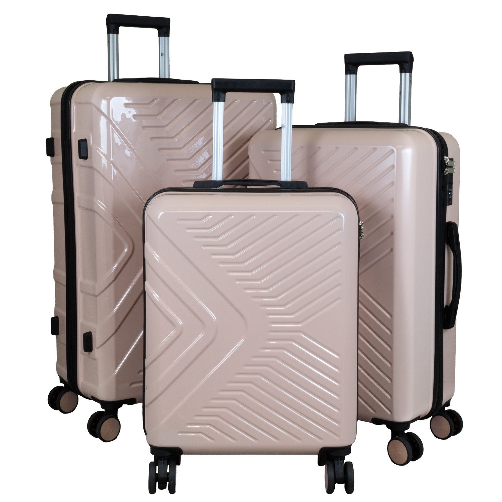 Trendyshop365 Kofferset Bergamo, 4 Rollen, (Hartschale, 3 tlg., Trolleyset), Poly/ABS, robust und kratzunempfindlich