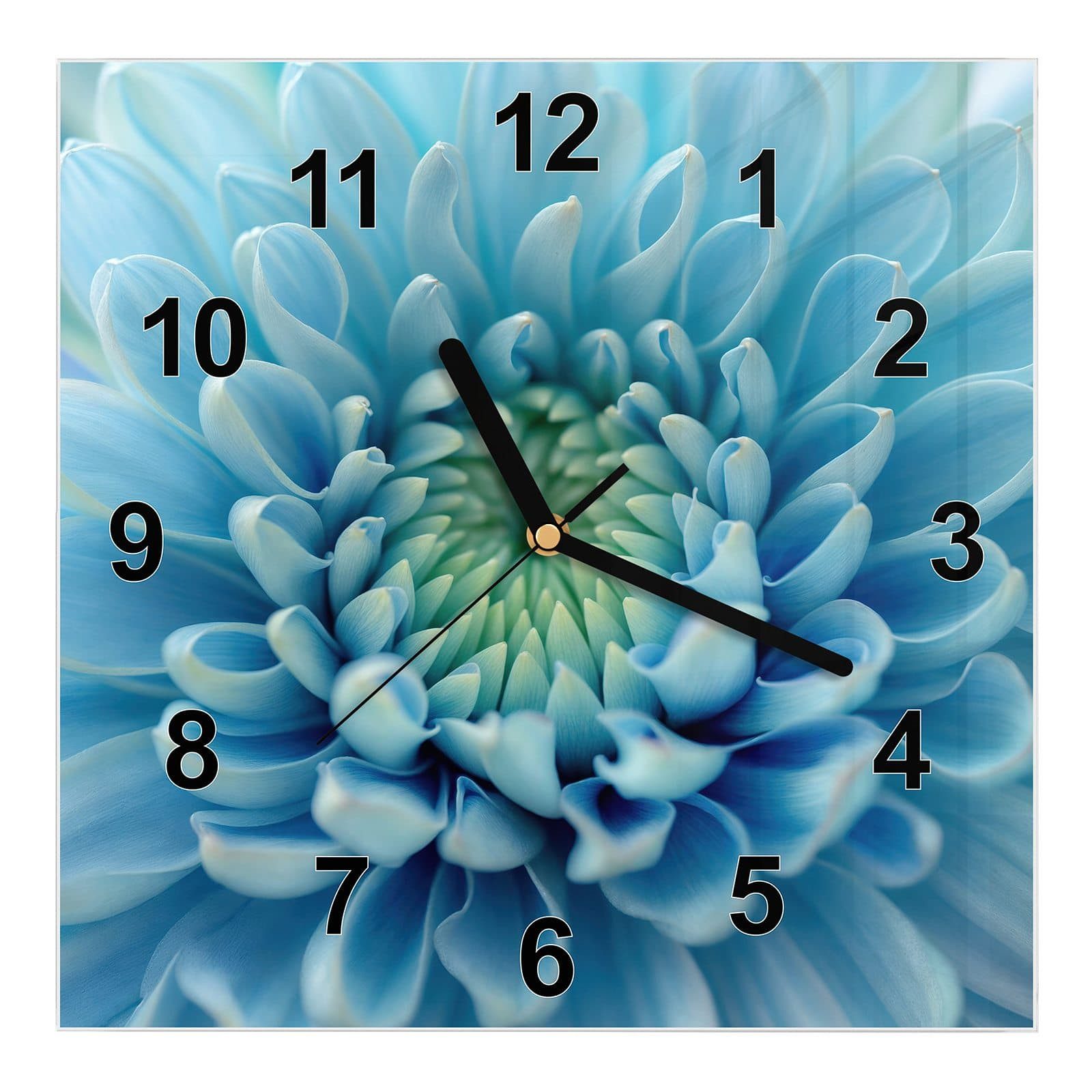 Wanduhr Glasuhr Wanduhr Wandkunst Größe 30 x 30 cm mit Motiv Blütenzauber