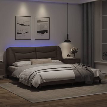 vidaXL Bett Bettgestell mit LED Braun 180x200 cm Kunstleder