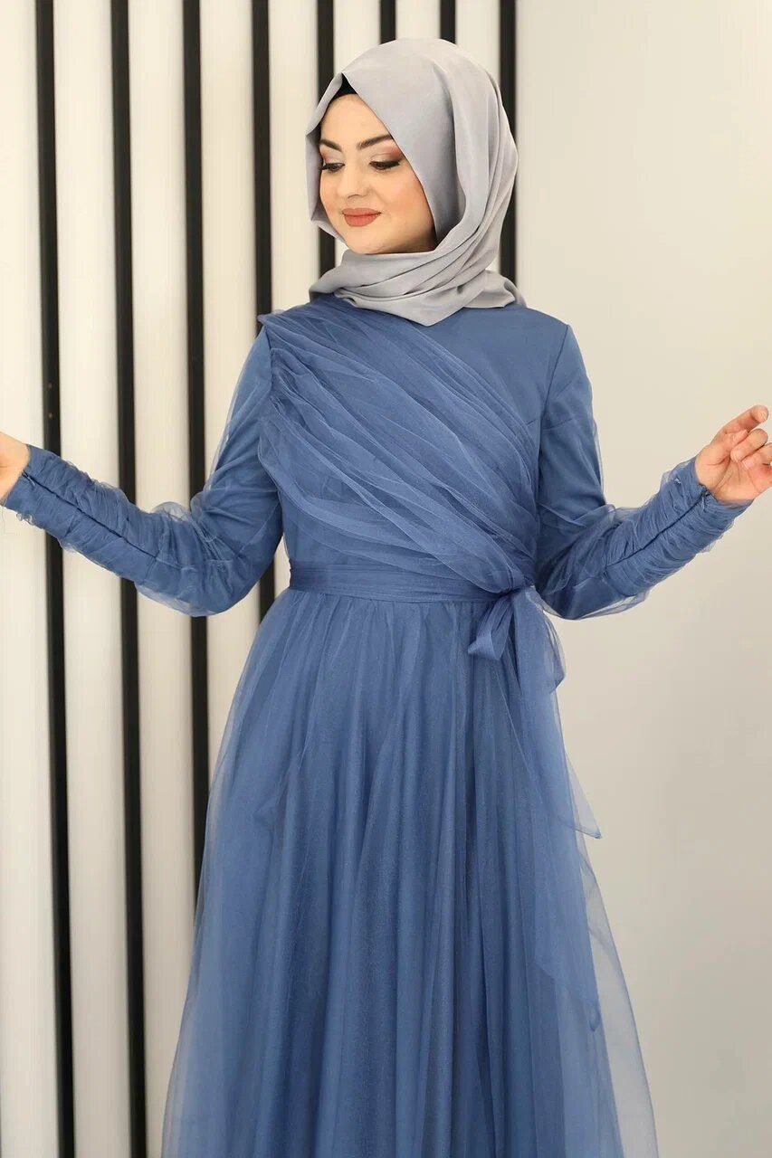 Modavitrini Tüllkleid Langärmliges Maxikleid Damen Muslimisches Abendkleid günstig online kaufen