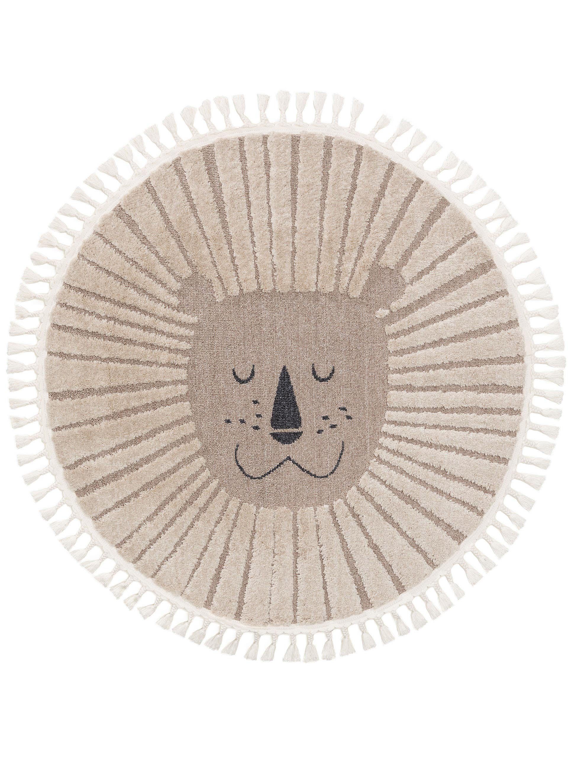 benuta Kinderteppich Momo, rund, Höhe: 11 mm, Kunstfaser, Berber, Ethno-Style, Wohnzimmer