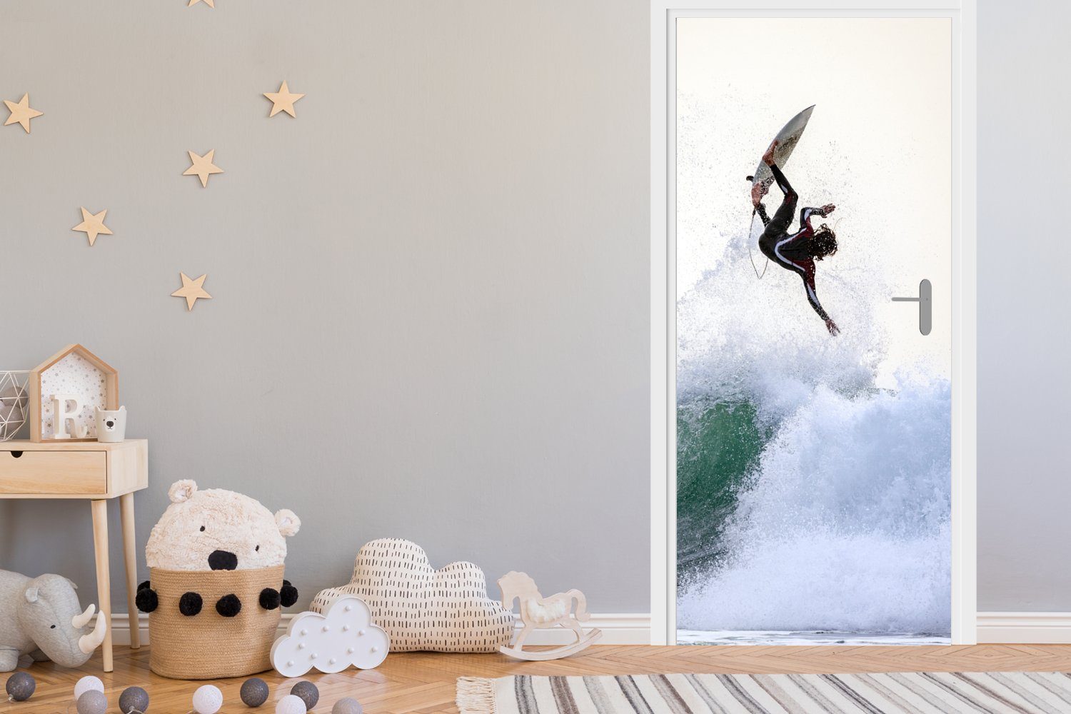 bedruckt, cm Trick, Türaufkleber, Tür, macht Fototapete (1 St), Türtapete für Surfer einen Matt, MuchoWow 75x205