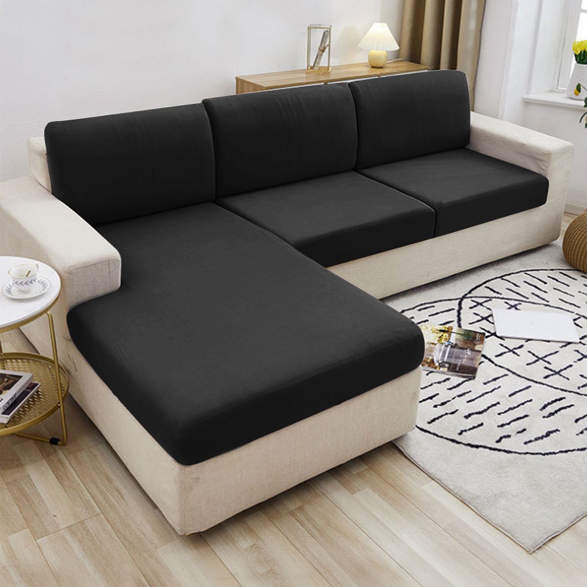 Rosnek Sofahusse 1/2/3 Sitzer Sofa Sitzbezüge Schonbezug, Elastic Stretch Sofasitzbezug, mit elastischer Unterseite