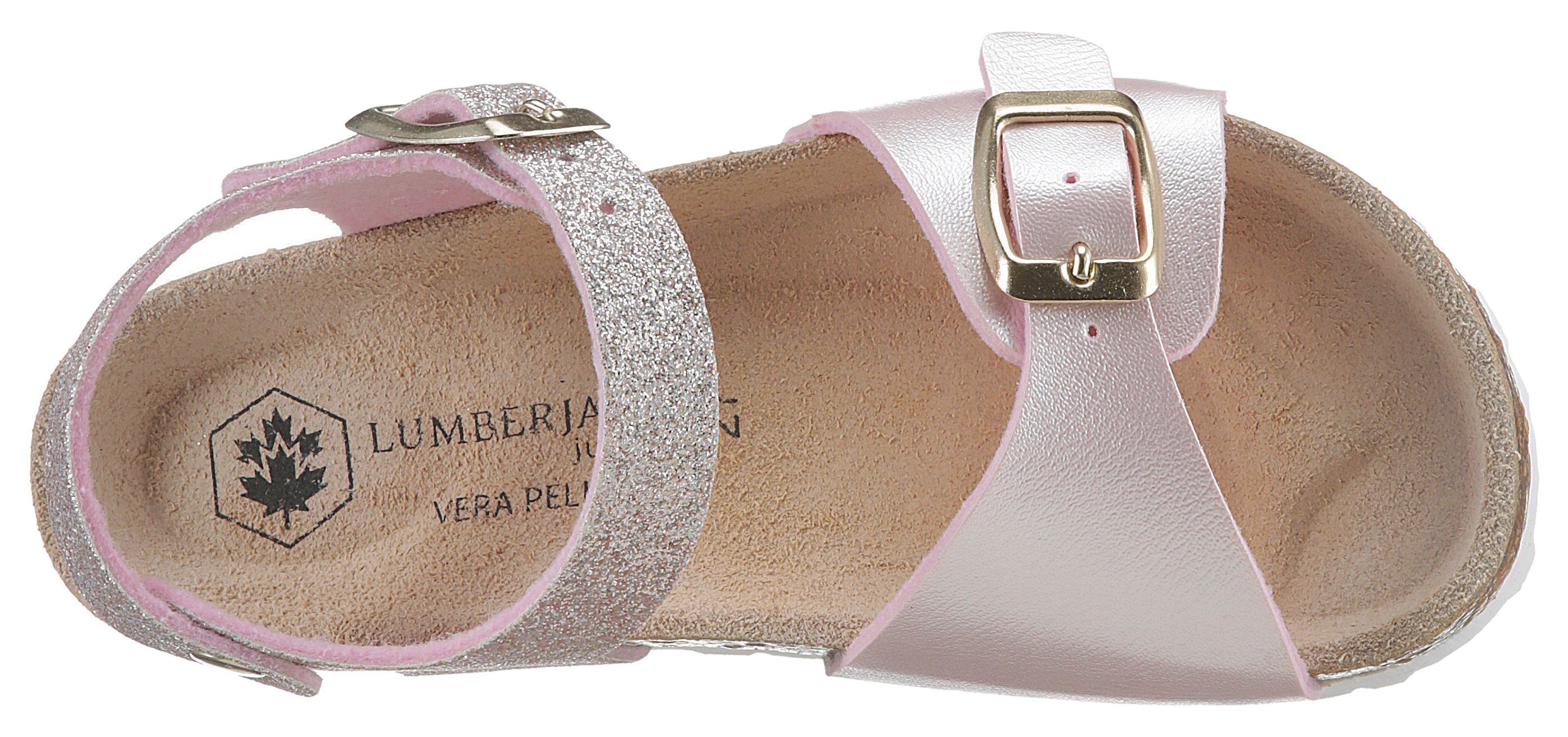 LUMBERJACK Glitzer rosa-metallic Sandale mit