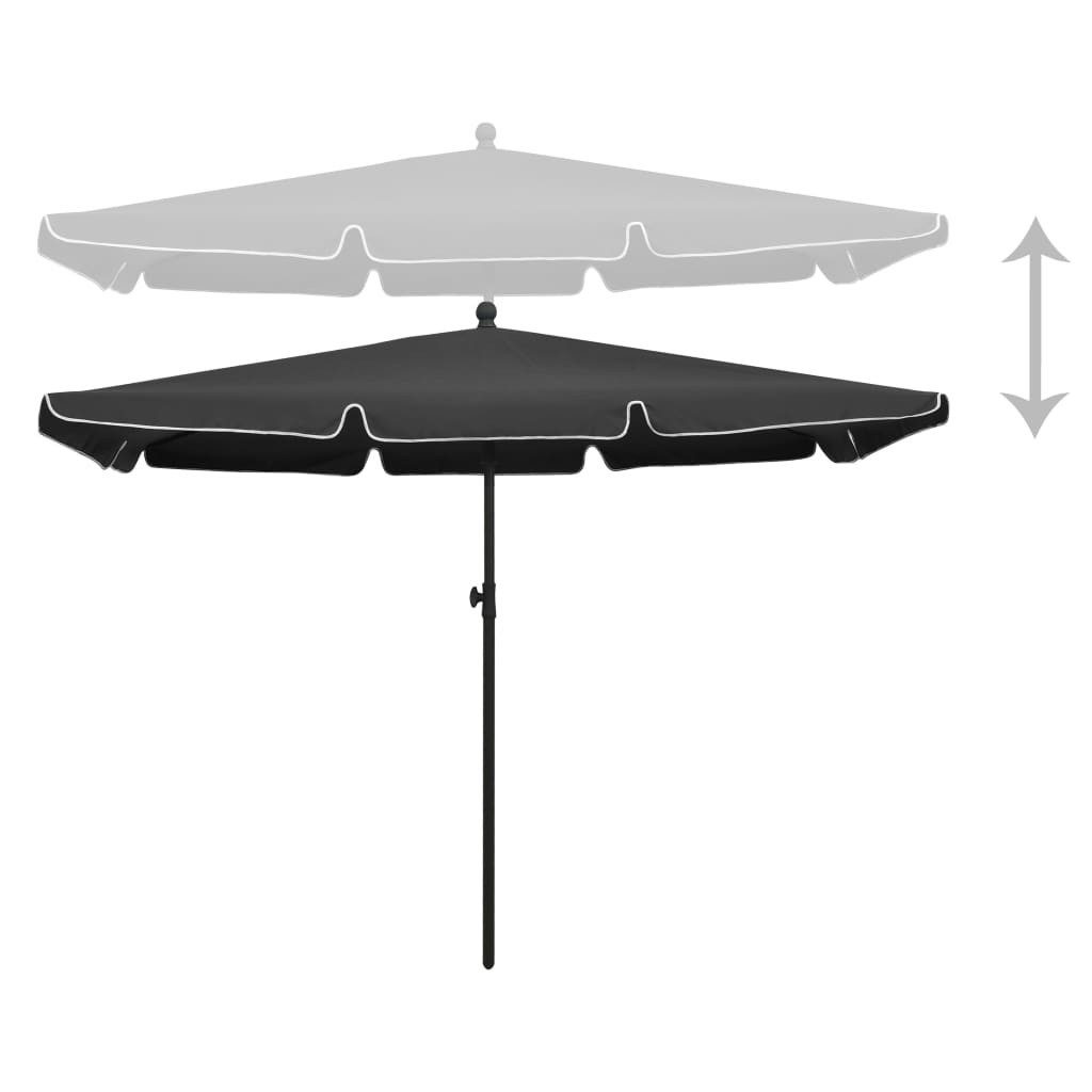 furnicato Sonnenschirm mit Mast 210x140 cm Anthrazit, LxB: 140x210 cm – Bild 3 von 5