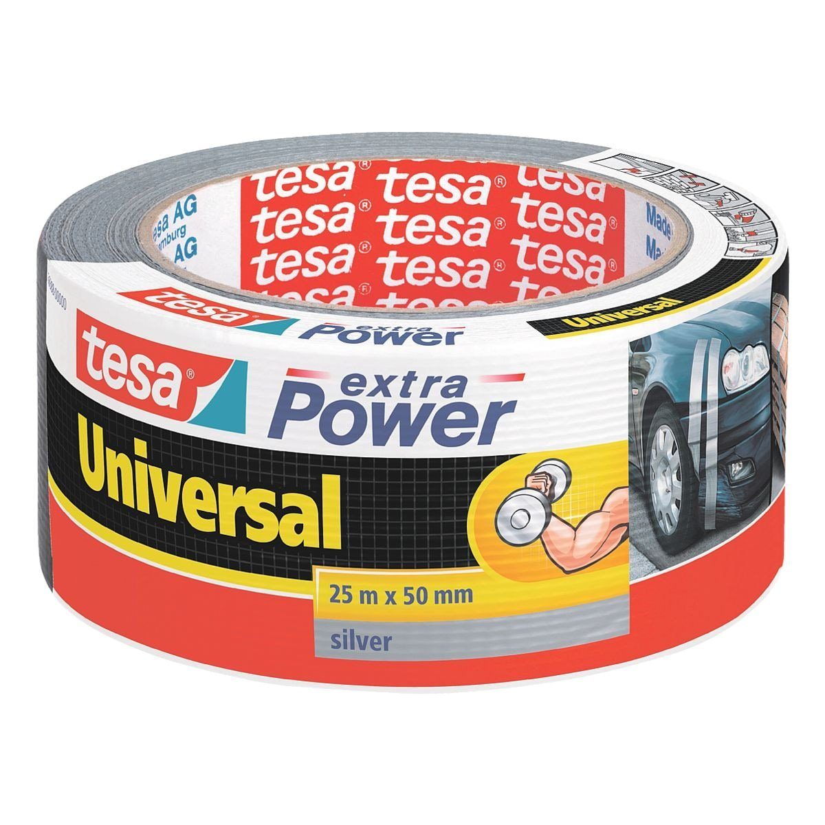tesa Klebeband extra Power® Universal zum Verpacken, Reparieren oder Abdichten silber