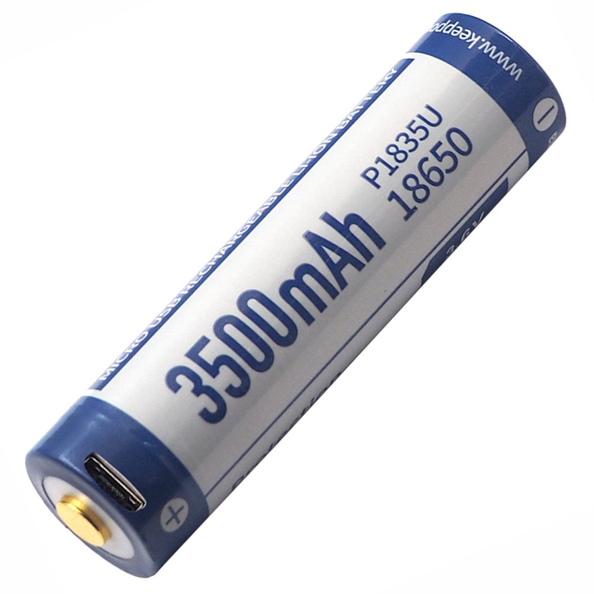 18650 - 3500mAh (P1835U) - geschützter Li-Ion-Akku USB-Anschluss Akku