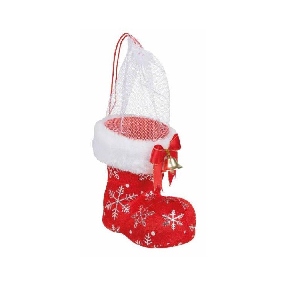 Idena Nikolausstiefel Nikolausstiefel 12 cm Snwoflake mit Glöckchen, Rot Weihnachtsstiefel Mittel Weihnachten Xmas