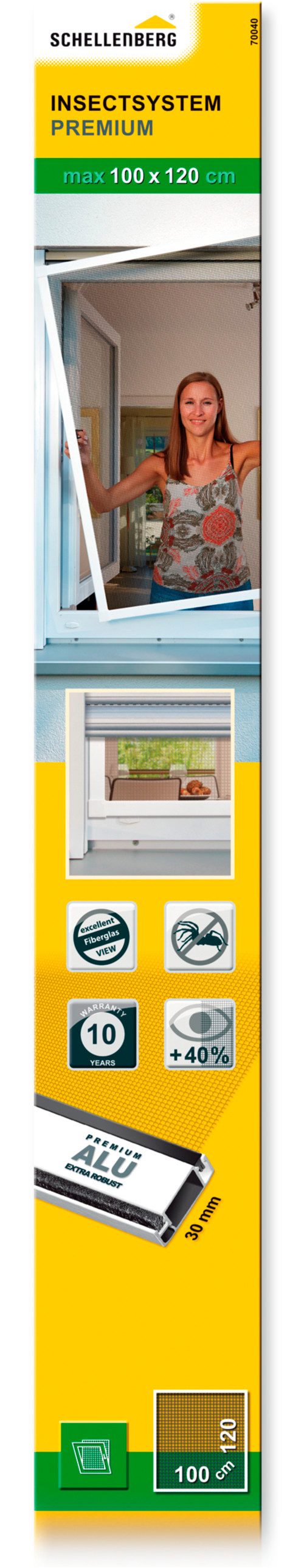 SCHELLENBERG Insektenschutz-Fensterrahmen Fliegengitter Fenster Premium, (Set, 1-St), mit Rahmen aus Aluminium in anthrazit und weiß, 100 x 120 cm