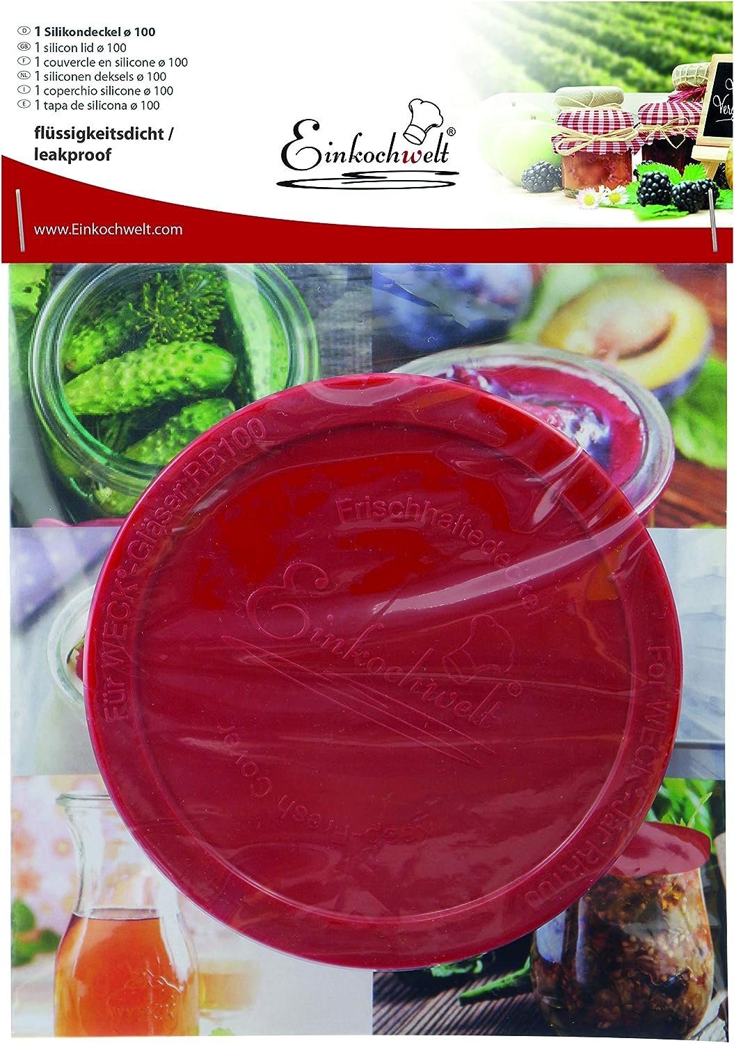 Einkochwelt Einkochring Einkochwelt Silikondeckel 100 mm, Aufbewahrungsdeckel Silikon für