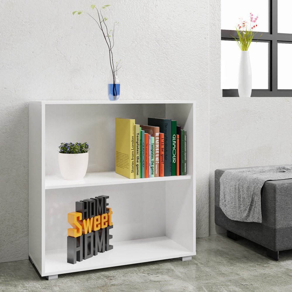 Casaria Bücherregal Vela, Weiß Holz 2 Fächer 77x60x28cm Kinder Standregal B günstig online kaufen