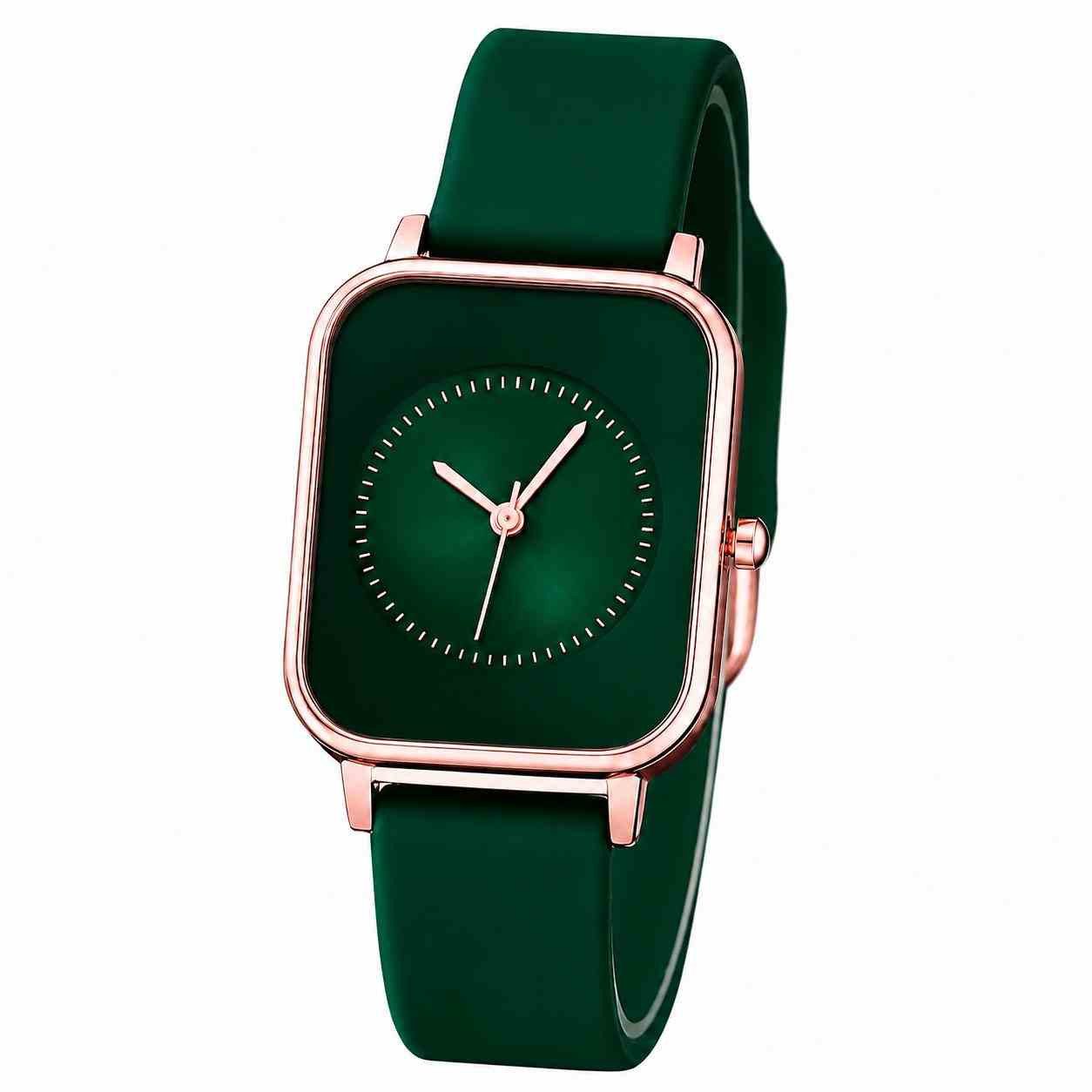 Taffstyle Quarzuhr Damenuhr Rechteckige Armbanduhr Quarzuhr Silikonarmband Elegant, (Minimalistisches Zifferblatt mit weichem Armband für Alltag und Büro)