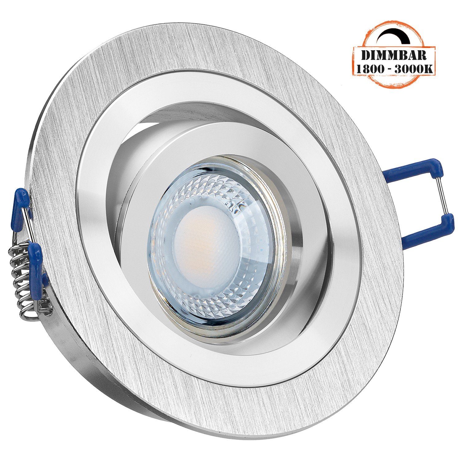 LEDANDO LED Einbaustrahler LED Einbaustrahler Set extra flach in aluminium gebürstet mit 5W LED v