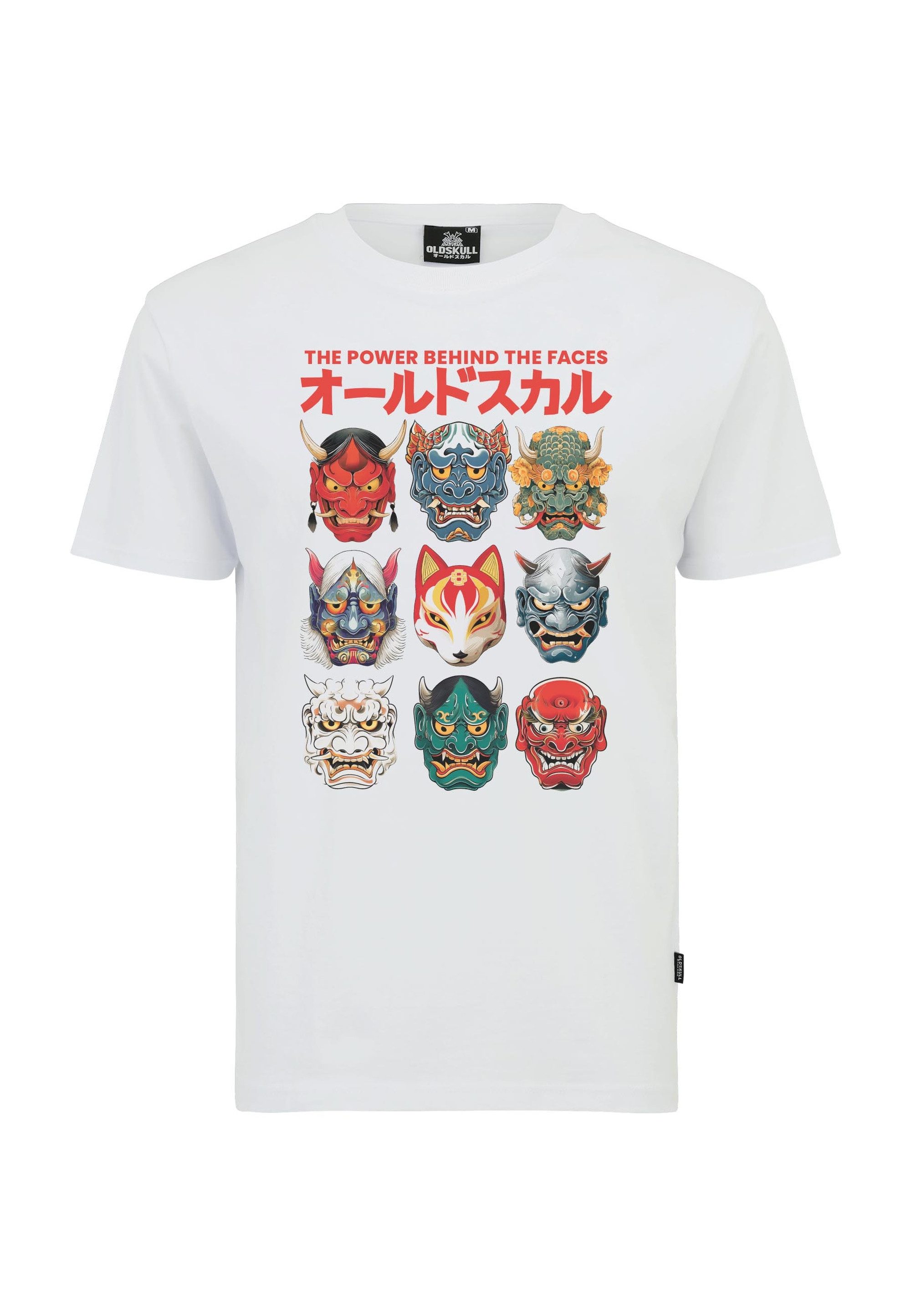 Oldskull T-Shirt Asian Iconic Japanese Masks Graphic mit buntem Fotodruck