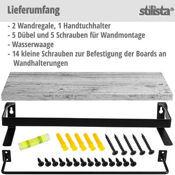 STILISTA Wandregal Küchenregal Wandboard Schweberegal Badregal, Set, Hängeregal, Volato Duo, 2er Set, mit Handtuchalter, Farbwahl