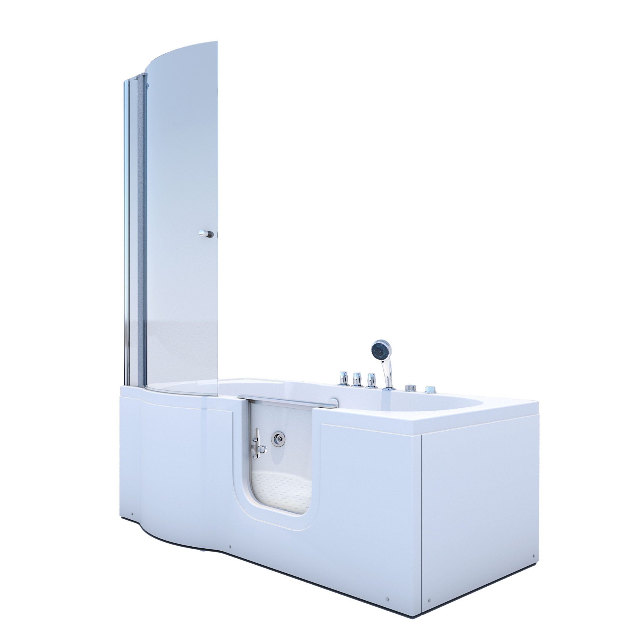 AcquaVapore Komplettdusche Seniorendusche Wanne mit Whirlpool S12D-TH-WP-R-ALL 85x170 cm, Sicherheitsglas ESG, inklusive Duschwanne, Integrierte Massagedüsen, Schnelle Reinigung, Überlauf Abfluss, Whirlp