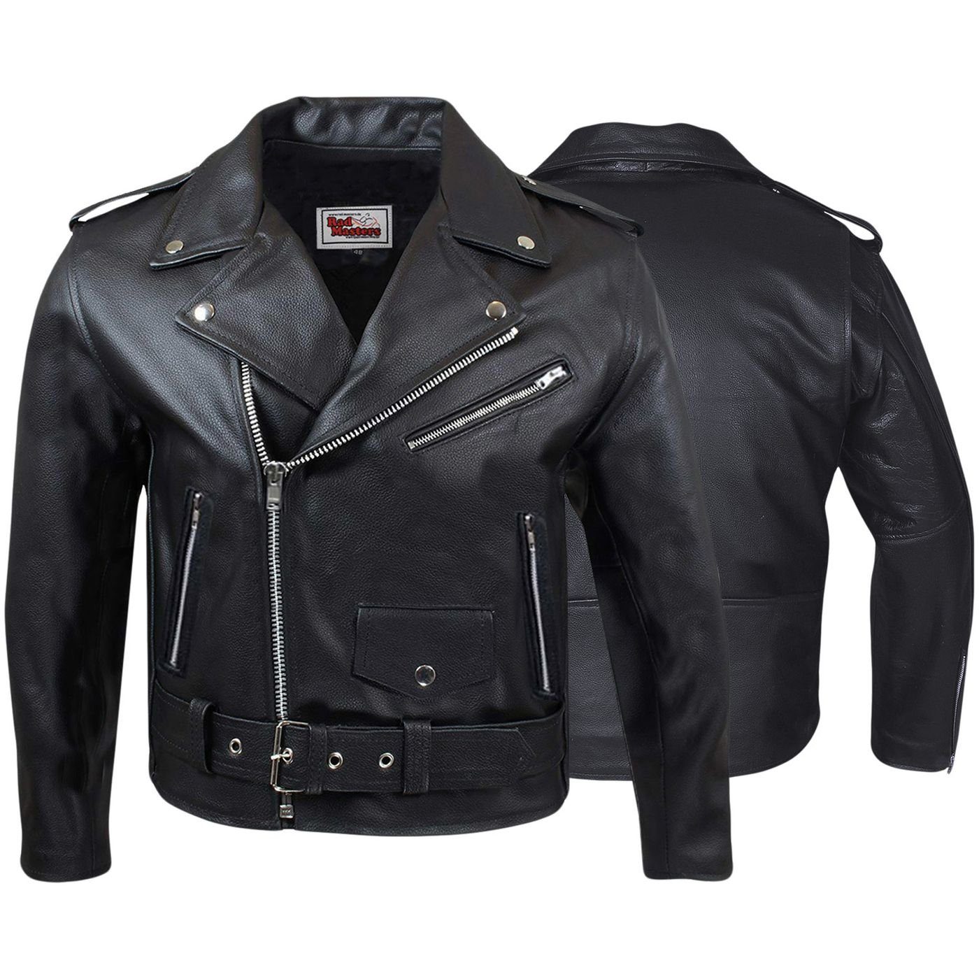 German Wear Lederjacke GW411J Black Retro Motorradjacke Rockerjacke Chopper Lederjacke Brando Vintag