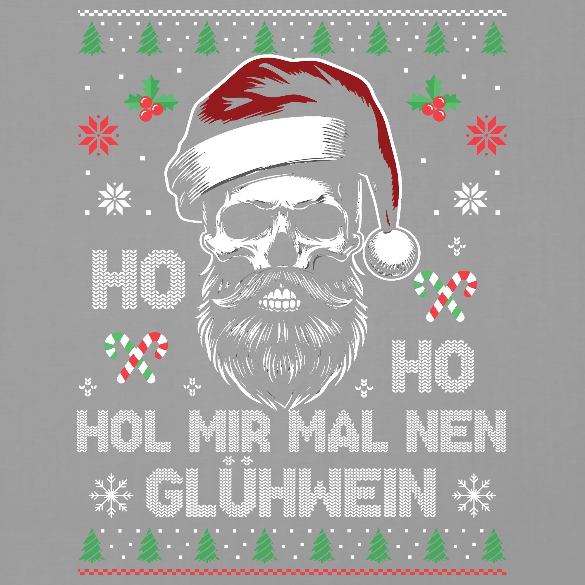 Quattro Formatee Kurzarmshirt Ho Glühwein Weihnachten Grau Herren Heather T-Shirt (1-tlg) - Ho X-mas Weihnachtsgeschenk