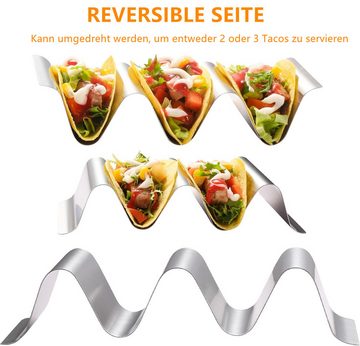 Refttenw Tortillaform 2-St Edelstahl Taco-Halter mit Griffen für Grill&Backofen