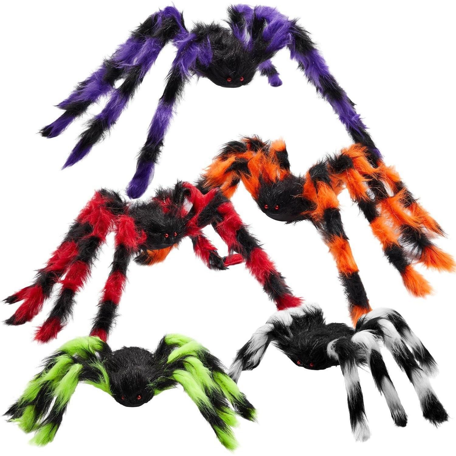 LuxusKollektion Tierfigur Bunte Halloween Spinnen Set 5 Stück gestreift riesig für Indoor