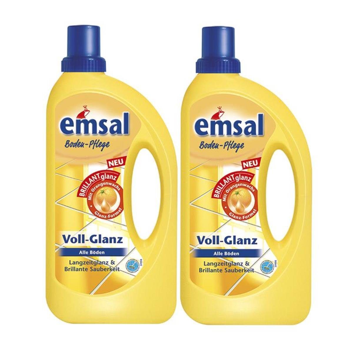 emsal 2x emsal Boden-Pflege Voll-Glanz 1 Liter, Langzeitglanz & Brillante Sa Fussbodenreiniger
