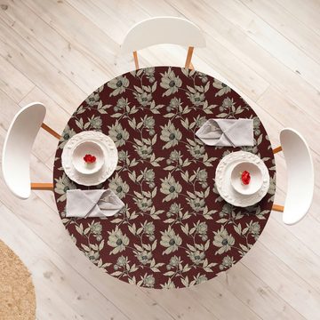 Abakuhaus Tischdecke Rundum-elastische Stofftischdecke, Blumen Weinlese-Mohnblumen-Blüten-Kunst