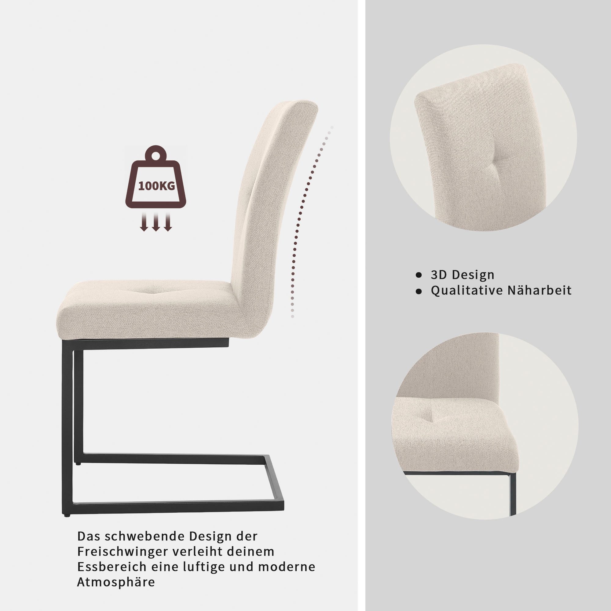 OTTO home Esszimmerstuhl Vendy (Set, 2 St), mit verstellbaren Füßen und robustem, pulverbeschichtetem Gestell.