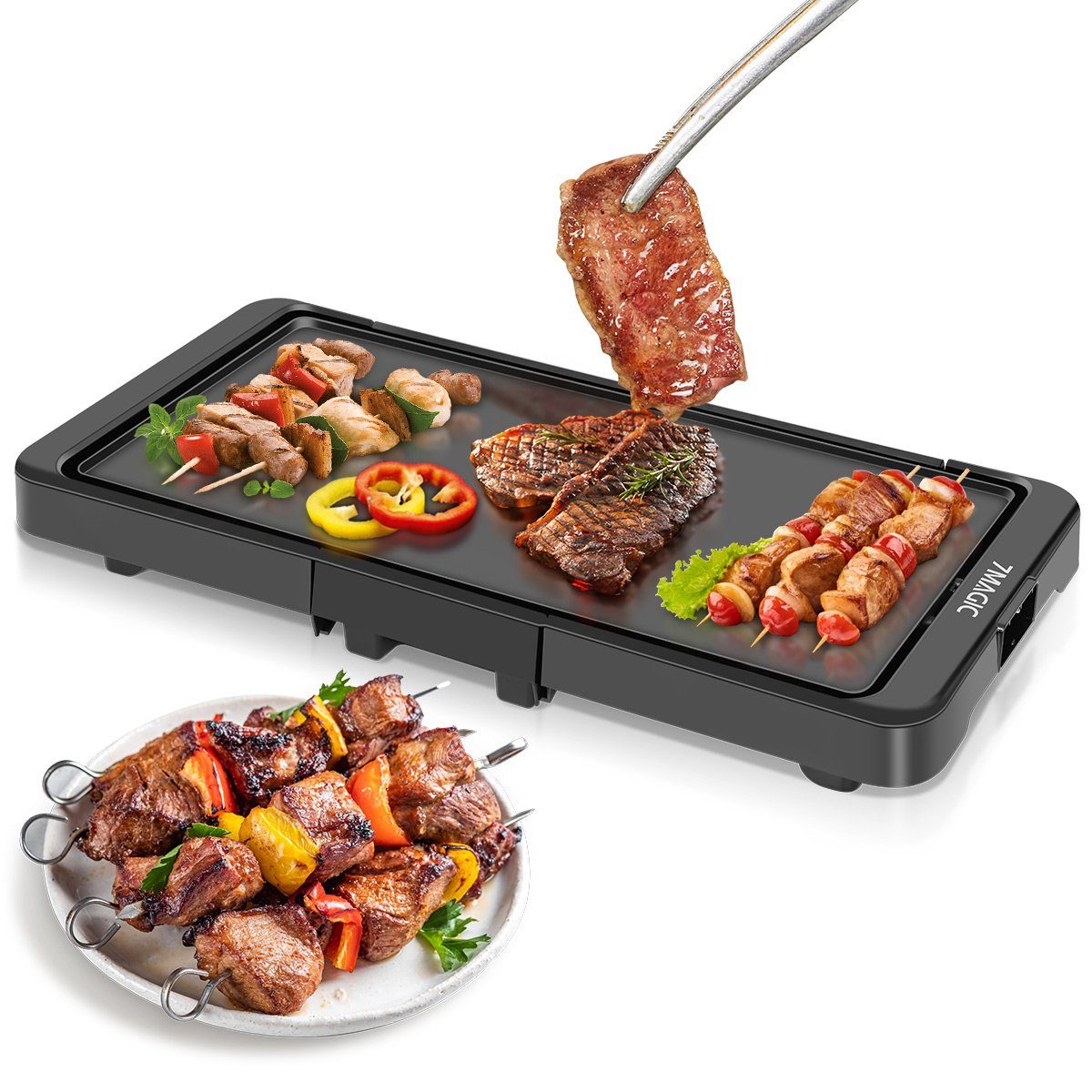 Tischgrill Standgrill Elektrischer flache Grillplatte antihaftbeschichtet