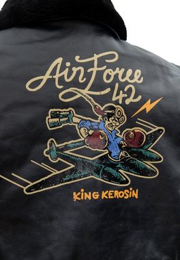 KingKerosin Lederjacke Air Force 42 mit Protektoren Taschen für Biker