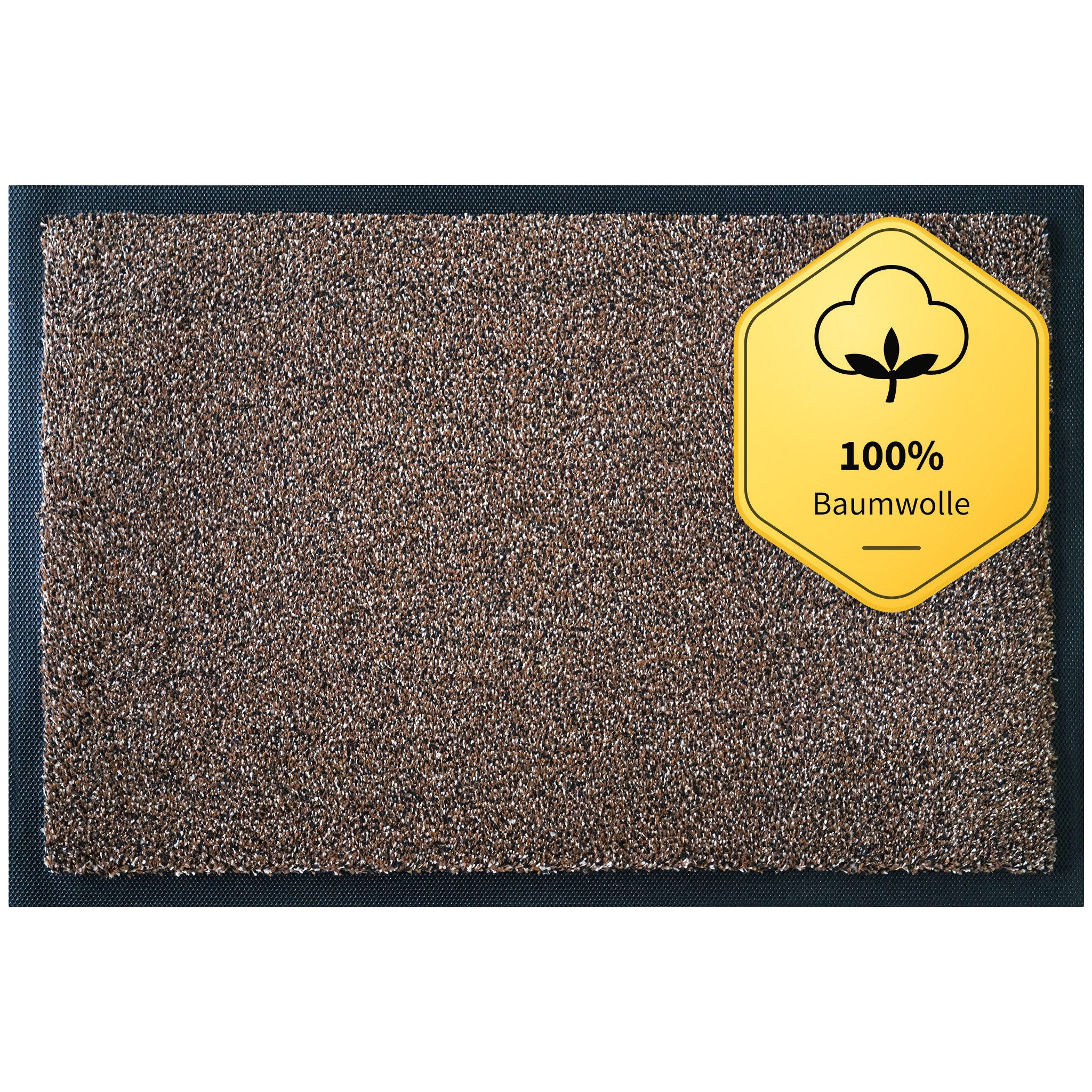 Kubus Fußmatte Solid, waschbare Sauberlaufmatte mit rutschfester TPE-Rückseite, Hohe Schmutz- und Feuchtigkeitsaufnahme