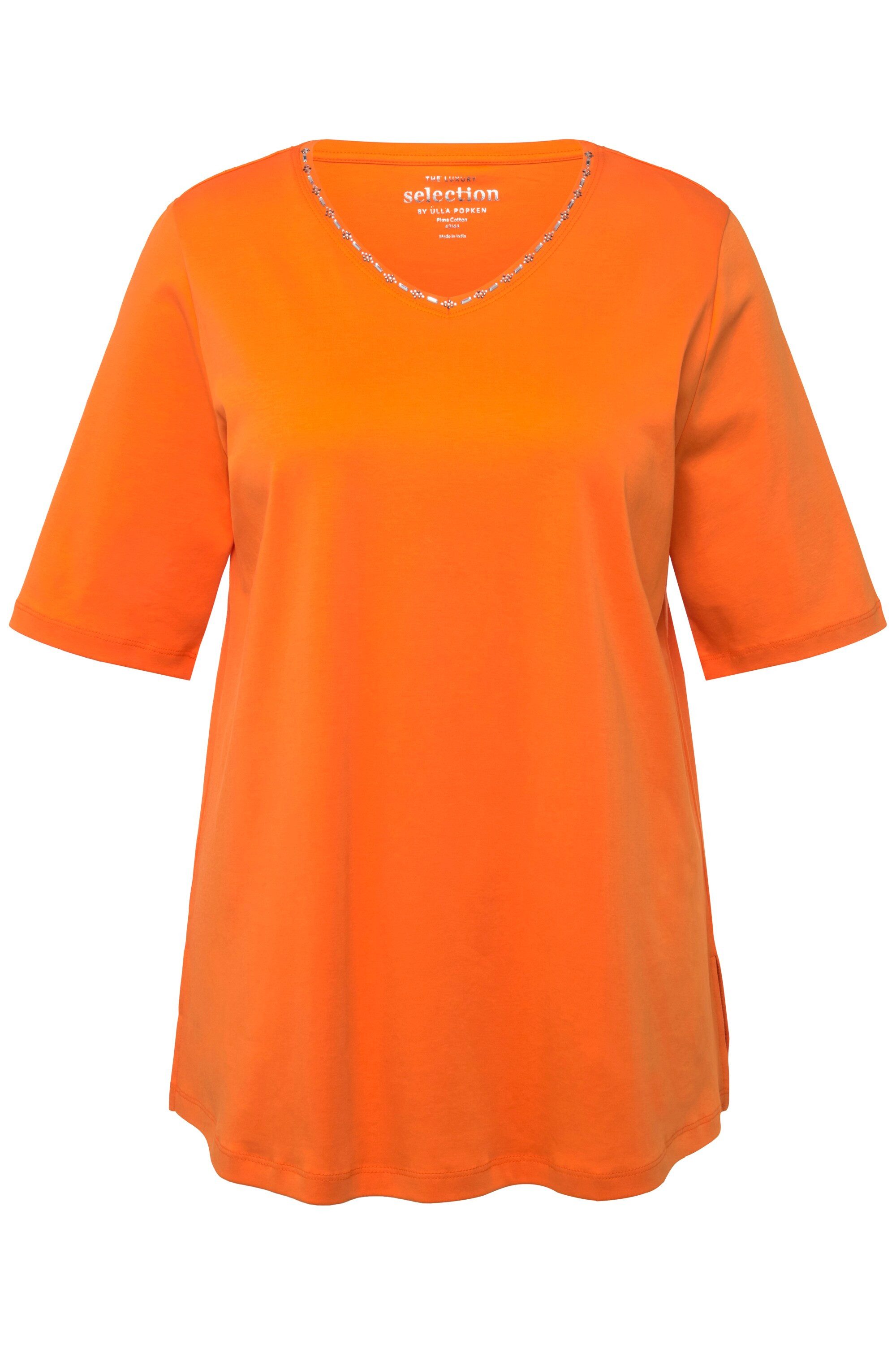 Ulla Popken T-Shirt T-Shirt A-Linie V-Ausschnitt günstig online kaufen