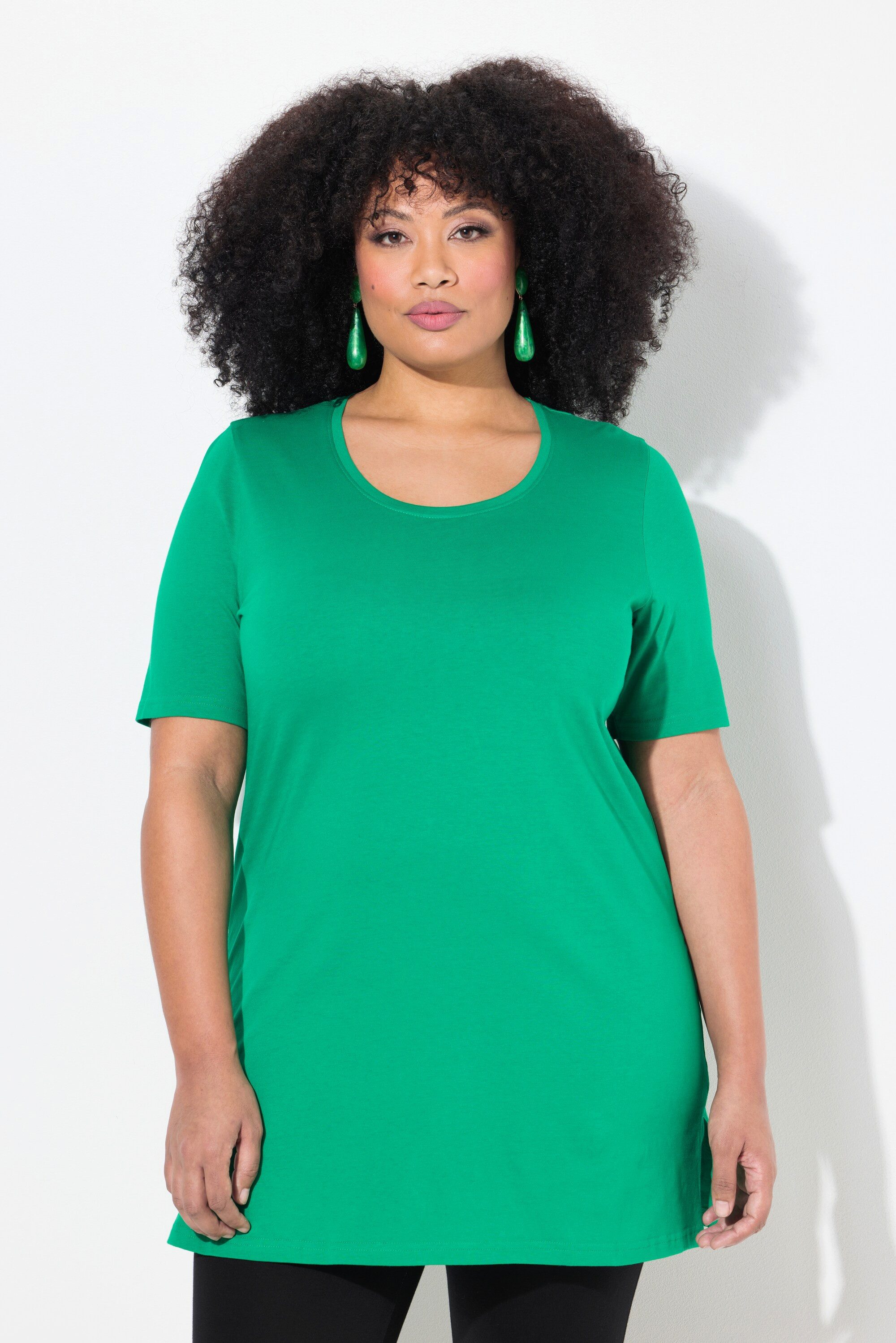 Ulla Popken Longshirt Longshirt A-Linie Rundhalsausschnitt günstig online kaufen