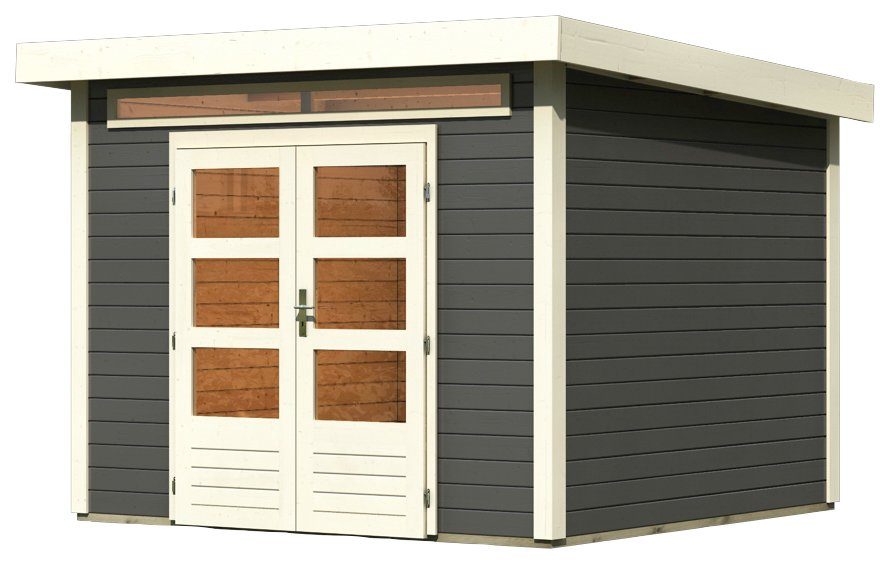 Thumbnail - Karibu Gartenhaus "Ammersee 4" rundum terragrau, BxT: 274x274 cm, aus hochwertiger nordischer Fichte