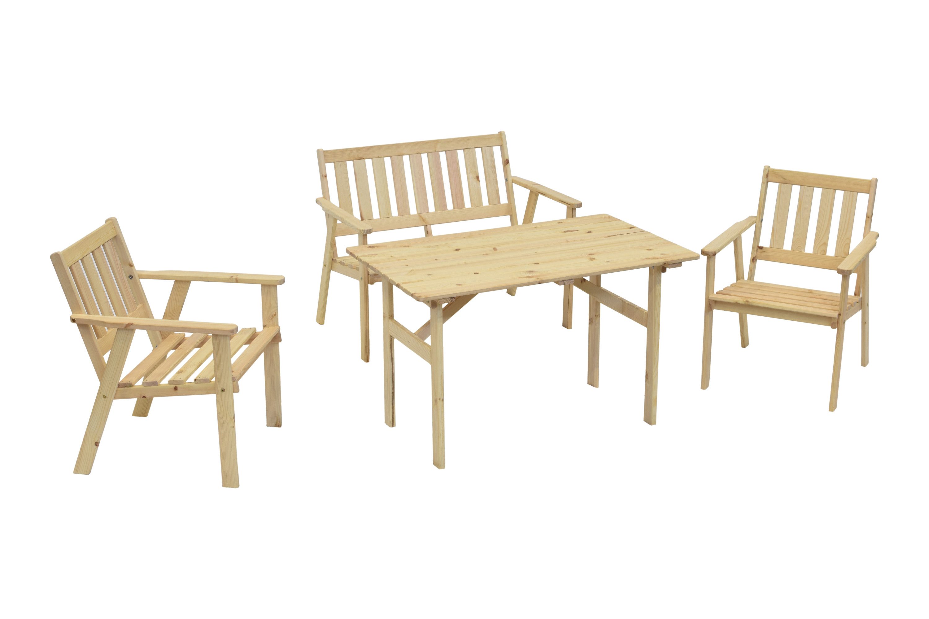 Gartenmöbel Ambiente Garten-Essgruppe Norderney Set 4tlg., (Spar Set, 2 Sessel, 1 Bank, 1 Tisch)