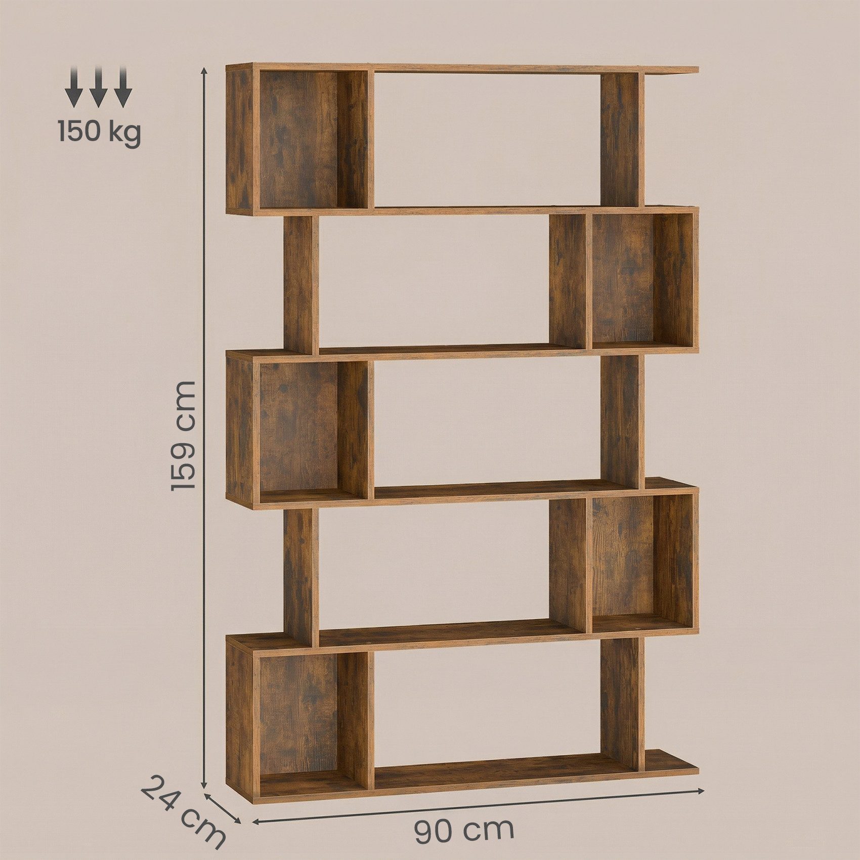 VASAGLE Bücherregal 2er Set Standregal mit 6 Ebenen, 1-tlg., 24 x 90 x 159 cm, Aufbewahrungsregal mit offenen Fächern – Bild 2 von 5