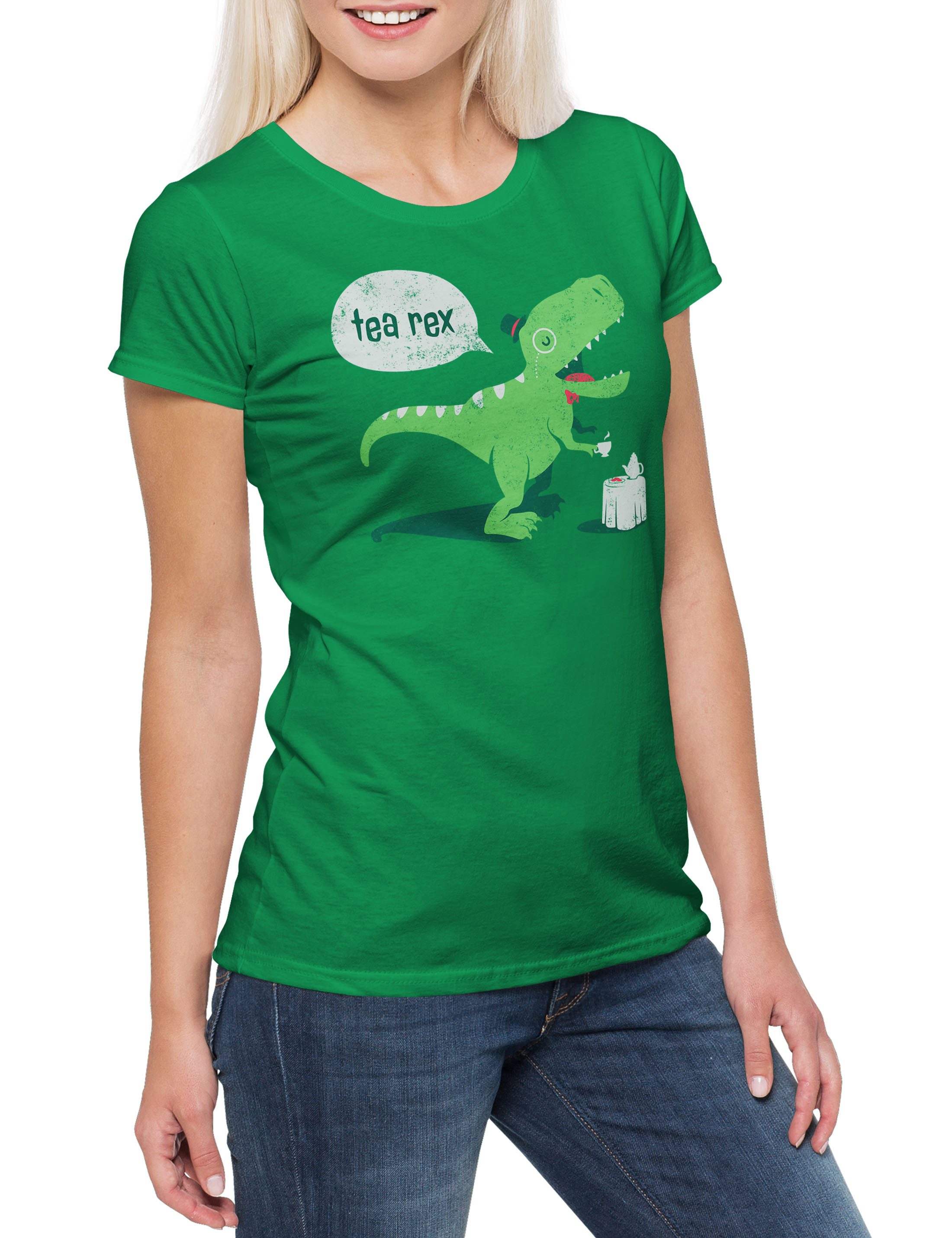Print-Shirt Tea-Rex III Damen T-Shirt Tyrannosaurus Tea Tee Rex T-Rex Dinosaurier
