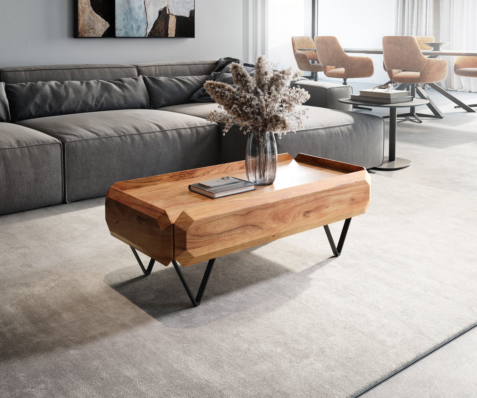DELIFE Couchtisch Kiano, Akazie Natur 100x50 günstig online kaufen