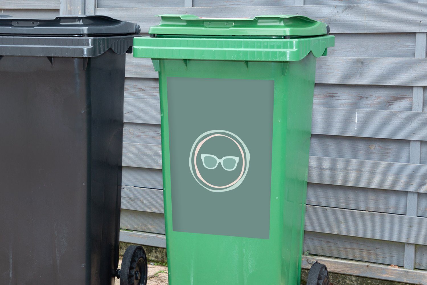 - Abfalbehälter Mülltonne, - Abstrakt Mülleimer-aufkleber, Sonnenbrille Container, St), Sticker, Sommer Wandsticker (1 MuchoWow