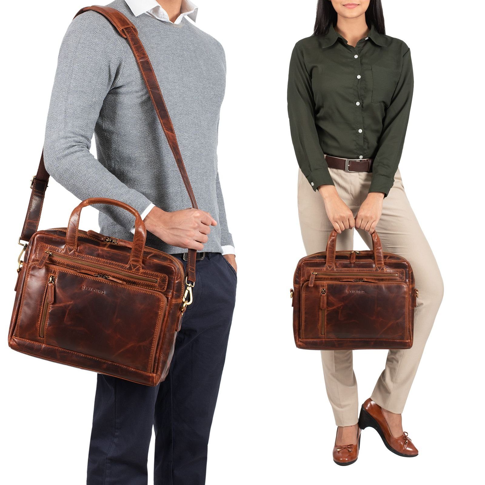 STILORD Laptoptasche "Avery" Ledertasche Umhängetasche