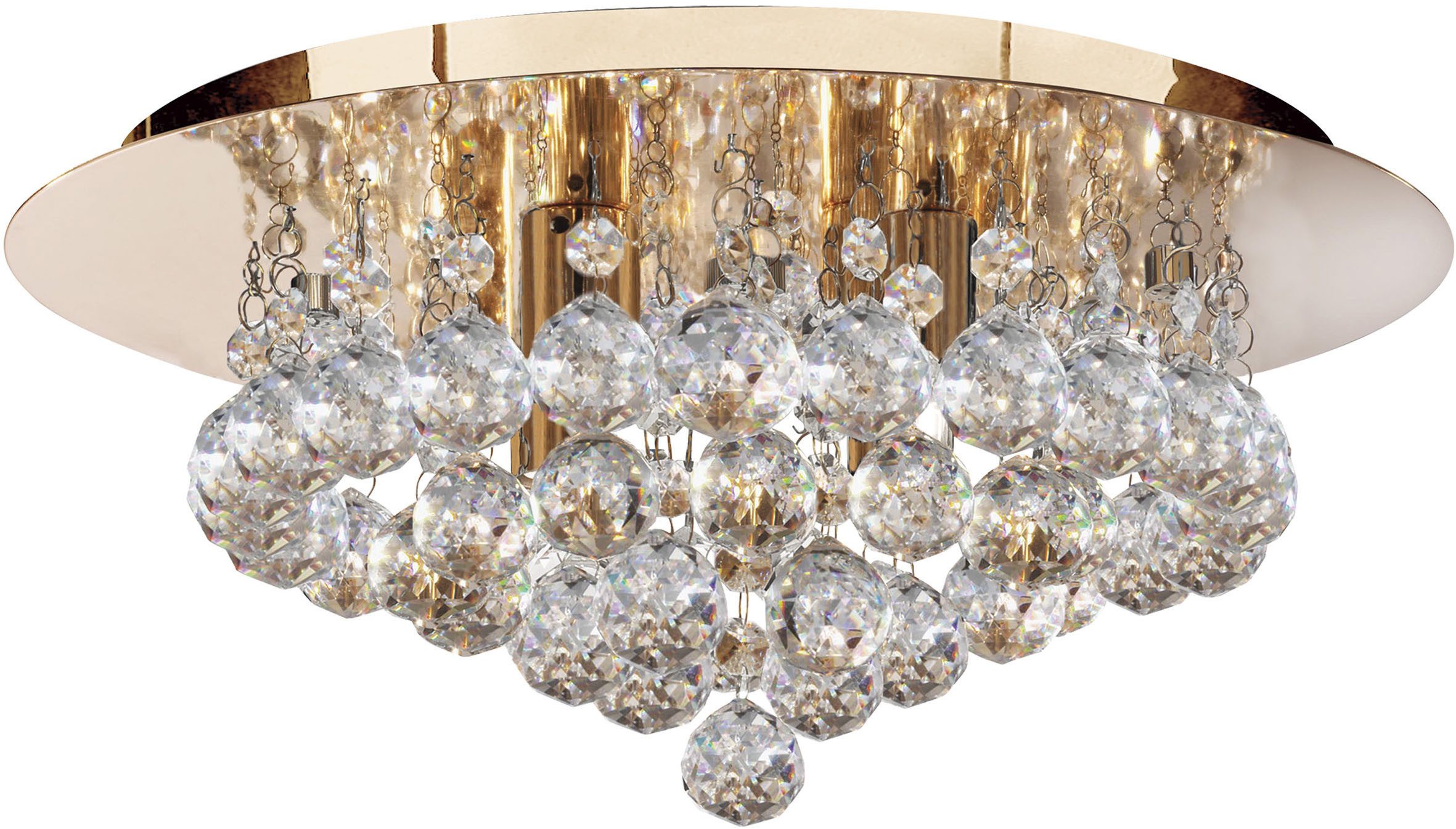 Searchlight Deckenleuchte Hanna 4Lt Flush - Gold Metal & Clear Crystal, ohne Leuchtmittel