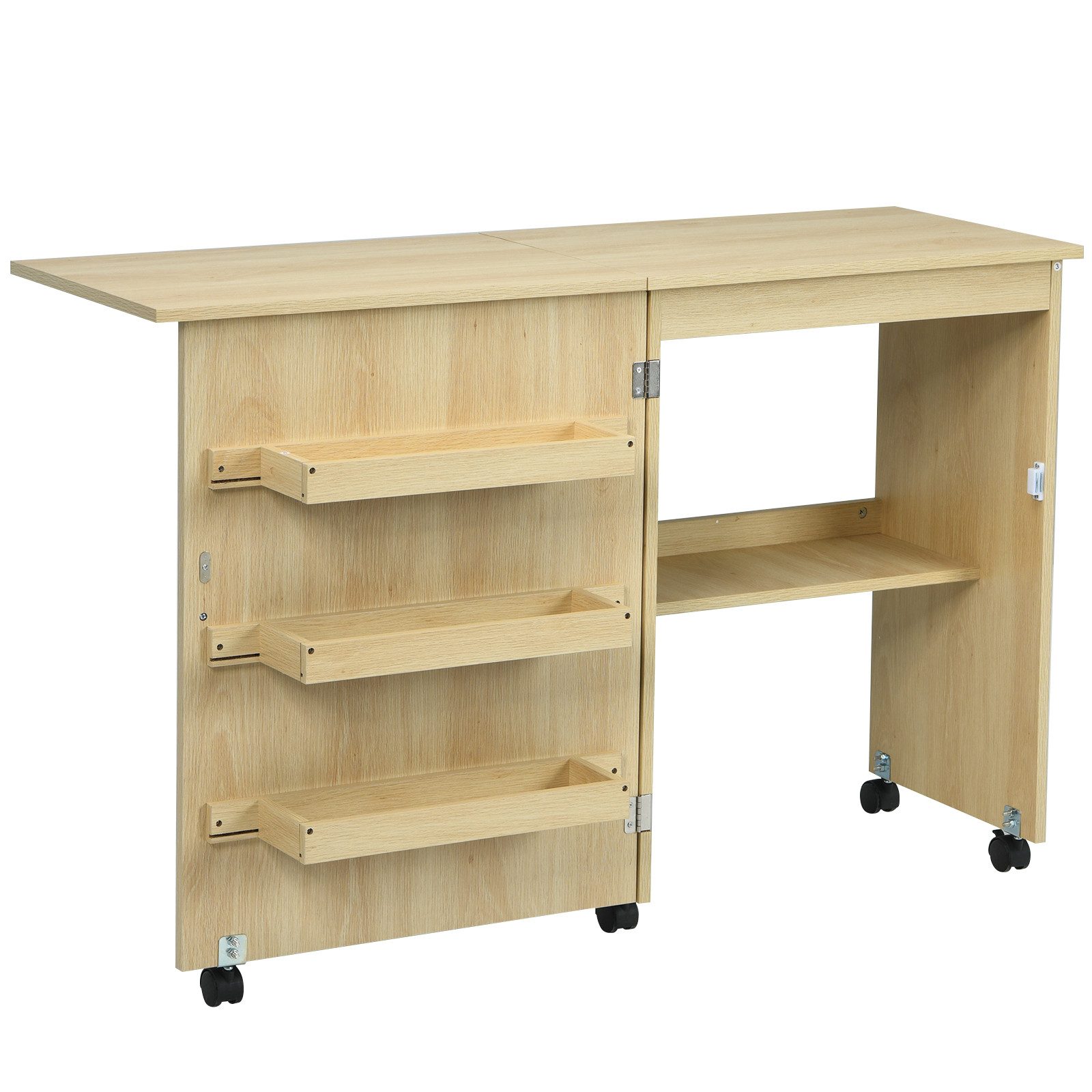 COSTWAY Regal-Schreibtisch, Nähschrank klappbar & rollbar, günstig online kaufen