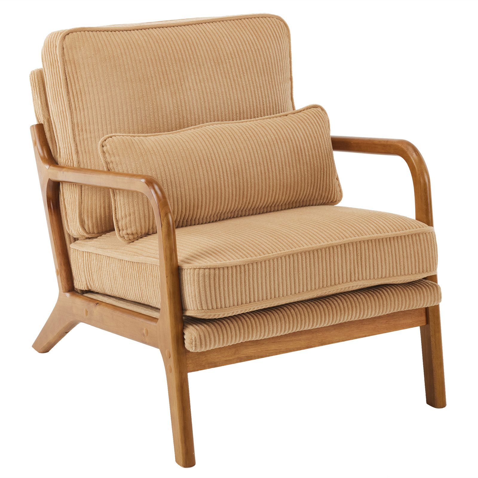 VINGLI Cocktailsessel, Moderner loungesessel, Sessel mit Massivholz, Lesesessel, bis 200 kg belastbar, Cord-Stoff