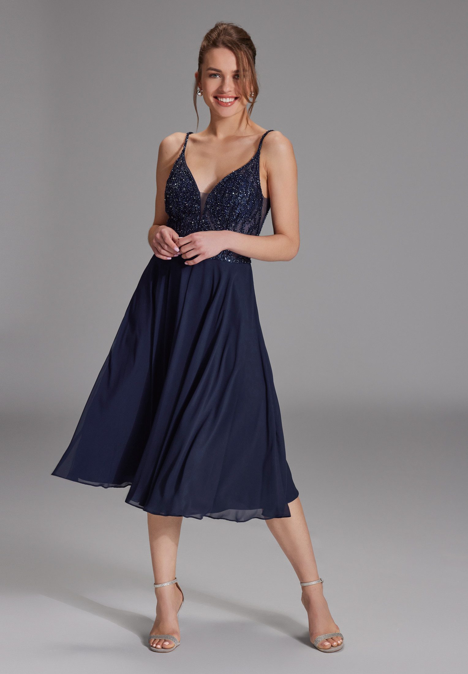 Hey Kyla Cocktailkleid - Cocktailkleid aus Materialmix Taillierter Schnitt mit ausgestelltem Rockteil
